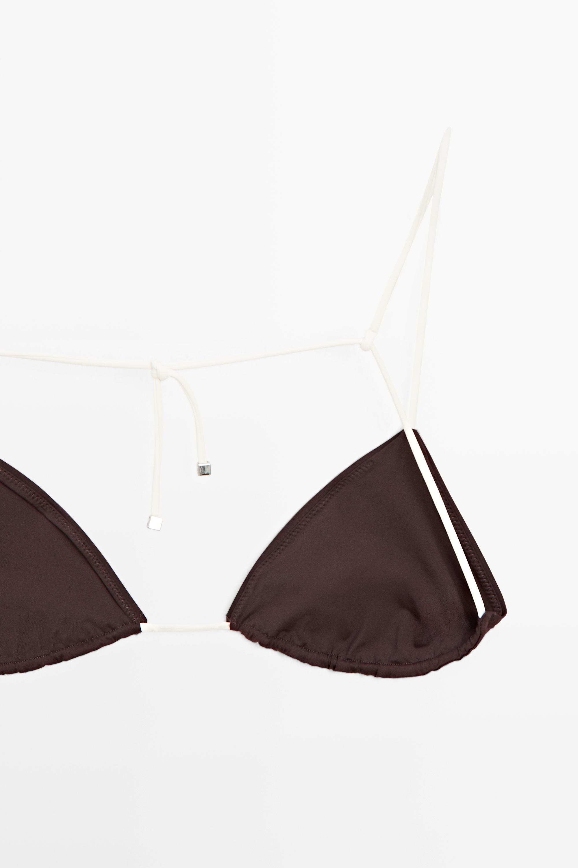 Haut de bikini triangle à lien contrastant